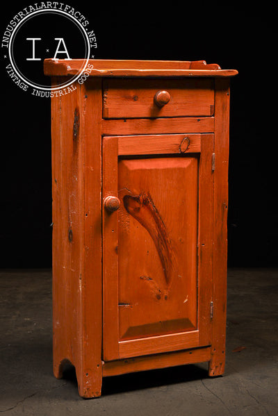 Antique Rustic Pine One-Door Cabinet
