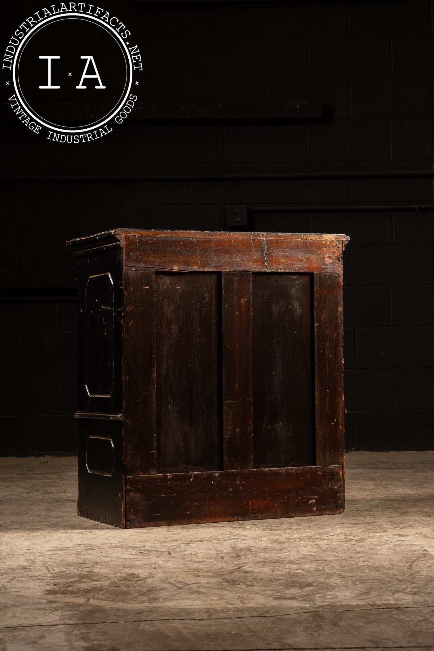 Early American Oak Spool Cabinet with Glass Drawers