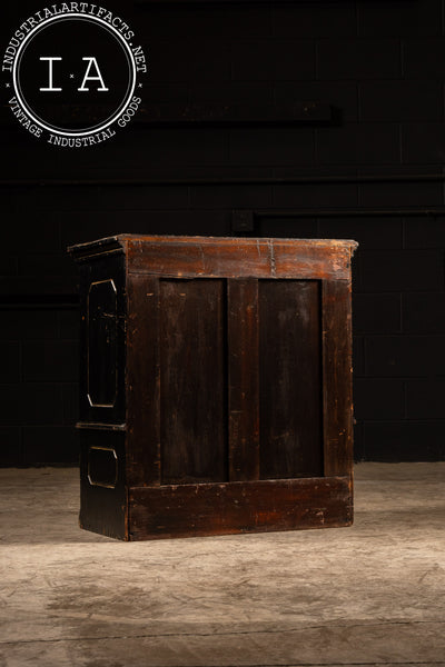 Early American Oak Spool Cabinet with Glass Drawers