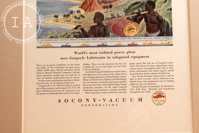 Framed Socony Vacuum Oil 12,000 Miles Ad