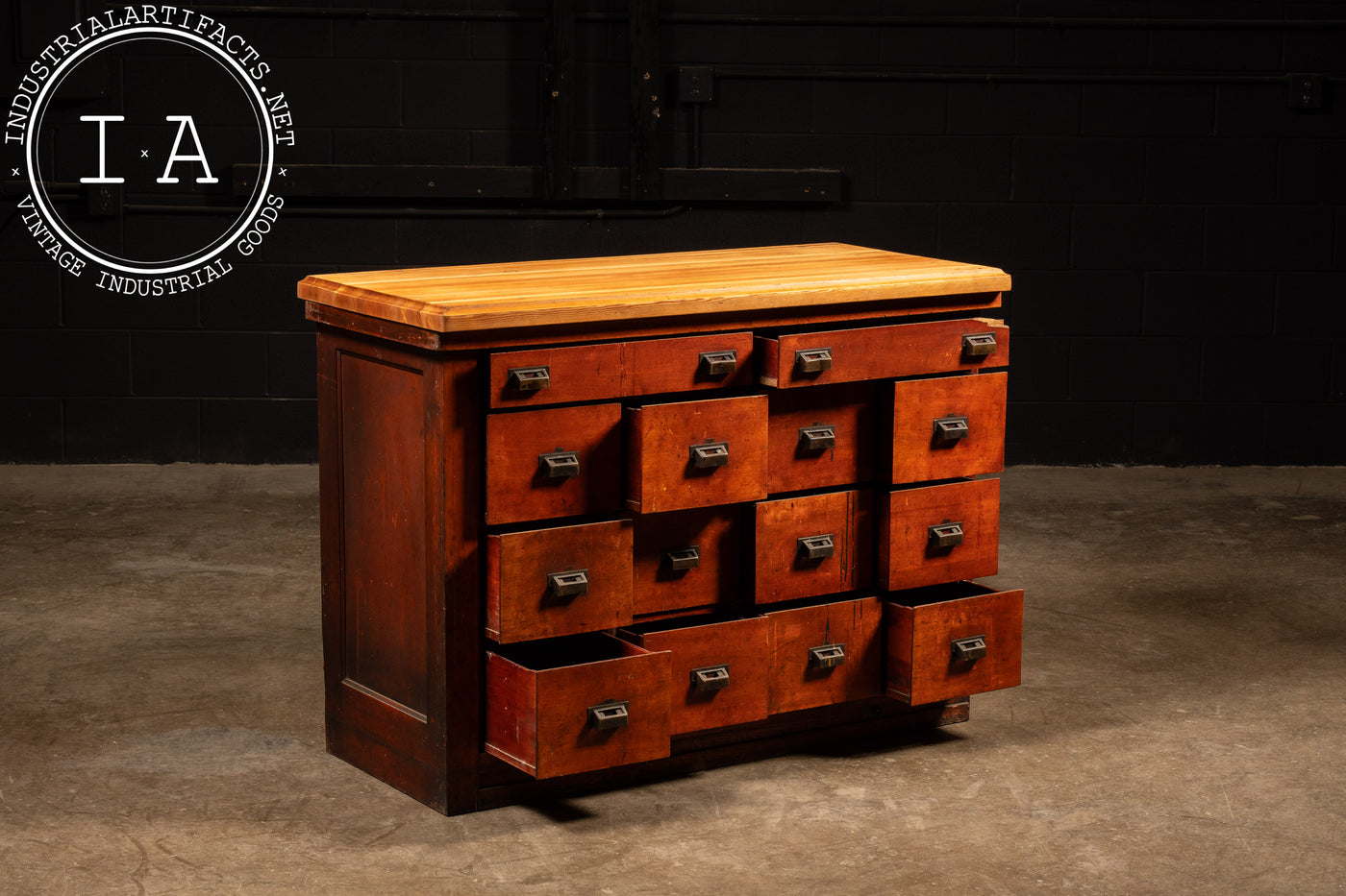 Early 20th Century Apothecary with Butcher Block Top