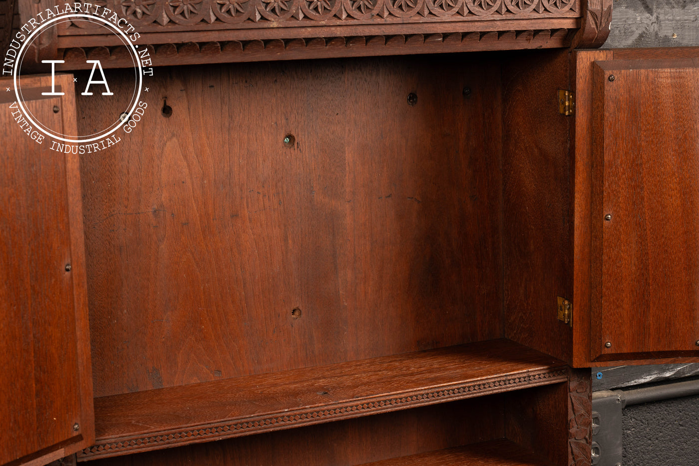 19th Century Carved Monogram Wall-Mounted Cabinet