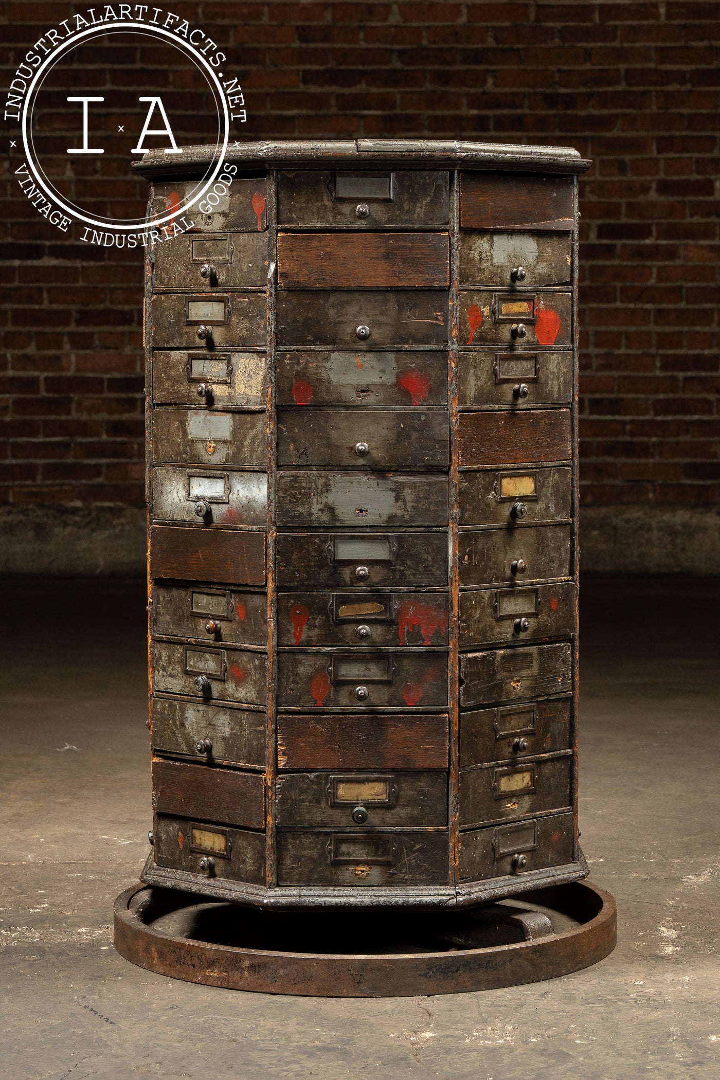 Antique Wooden American Bolt and Screw Cabinet