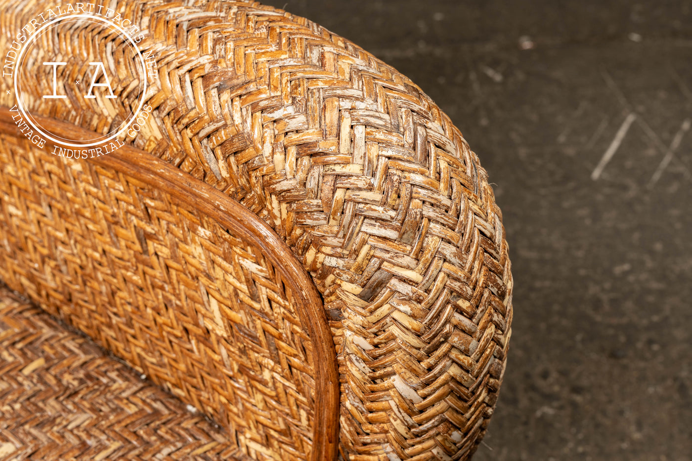 Vintage "Malabar" Rattan Lounge Chair and Ottoman by Pottery Barn