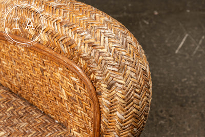 Vintage "Malabar" Rattan Lounge Chair and Ottoman by Pottery Barn