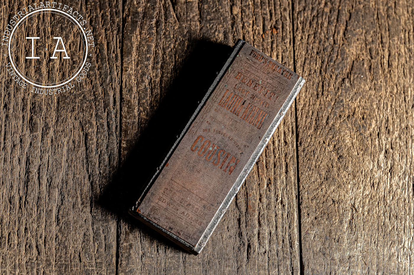 19th Century Ford’s Theatre Printing Block – "Our American Cousin"
