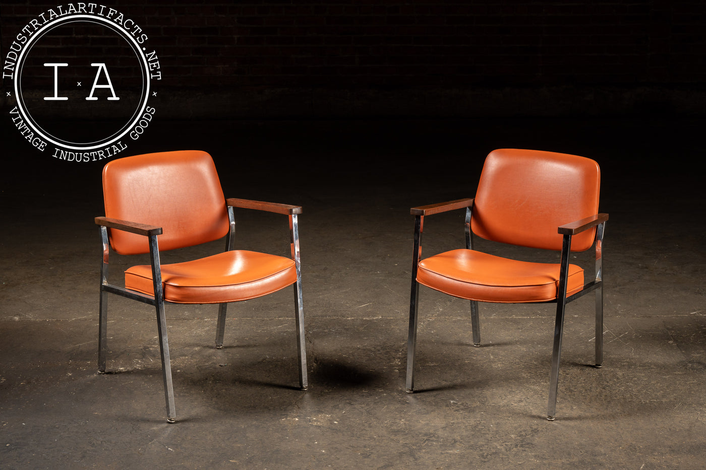 Pair of MCM Office Chairs in Orange by Delwood