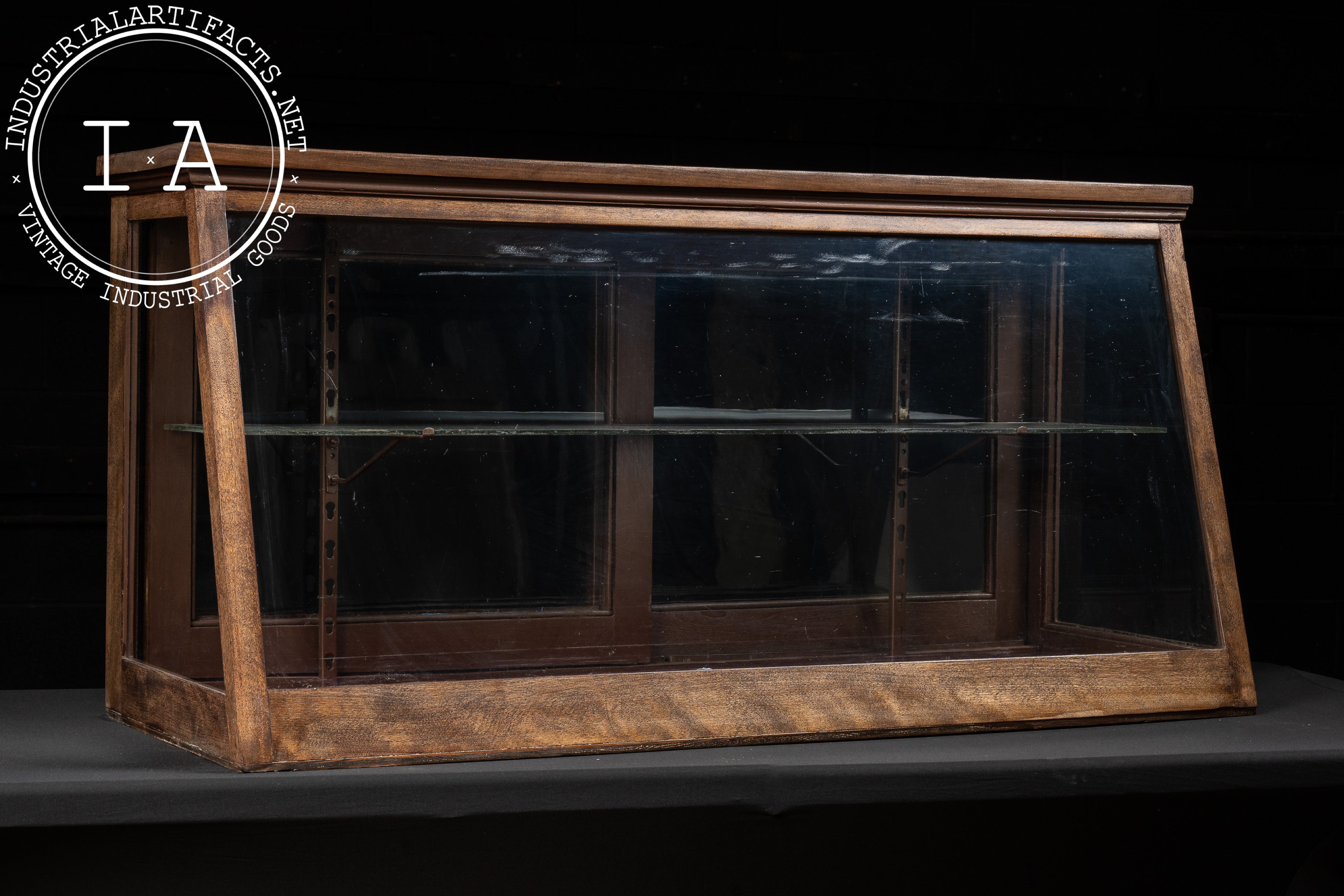 Antique Two-Tier Oak and Glass Display Case – Industrial Artifacts