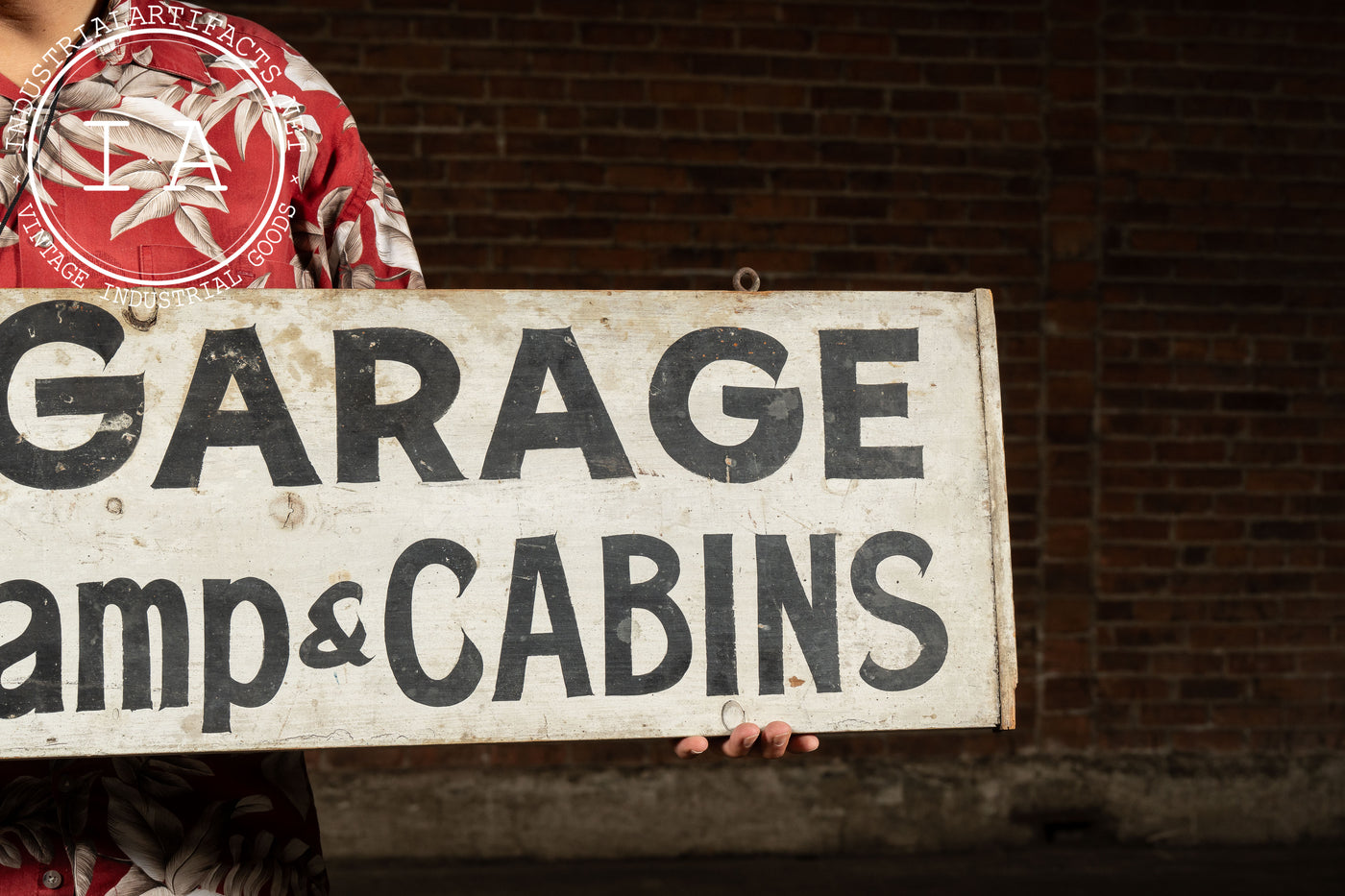 Vintage Perry's Garage & Tourist Camp Painted Wooden Road Sign