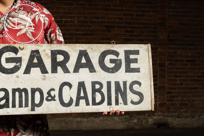 Vintage Perry's Garage & Tourist Camp Painted Wooden Road Sign