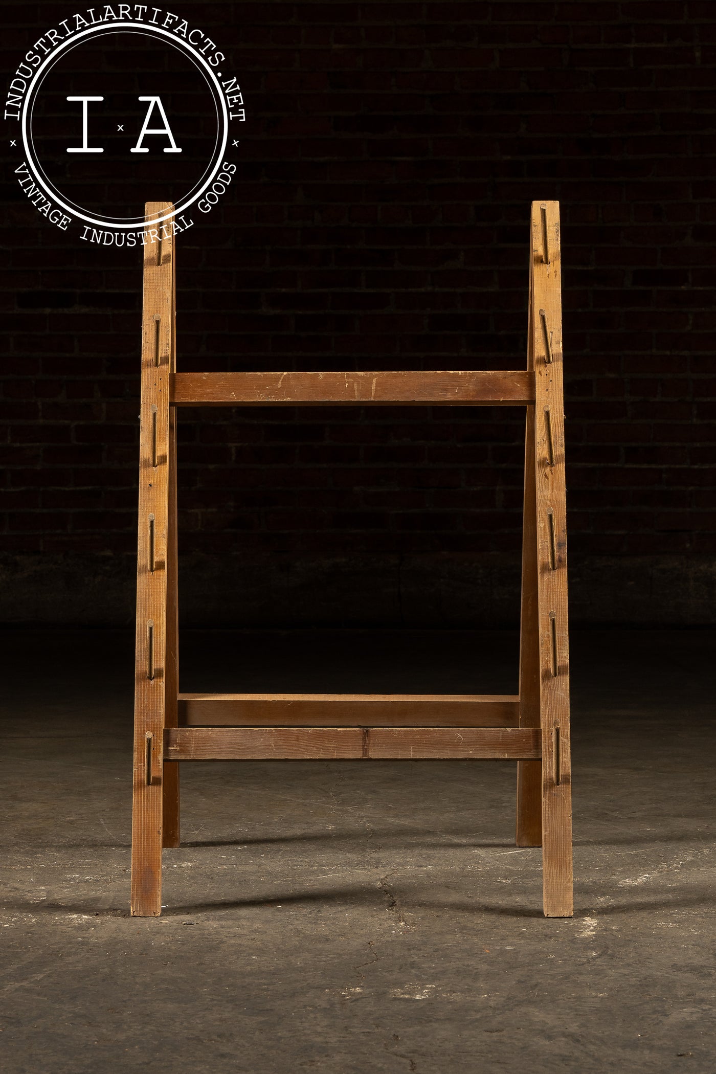 Antique Wooden A-Frame Drying Rack with Pegs