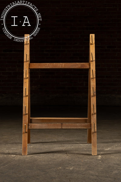 Antique Wooden A-Frame Drying Rack with Pegs