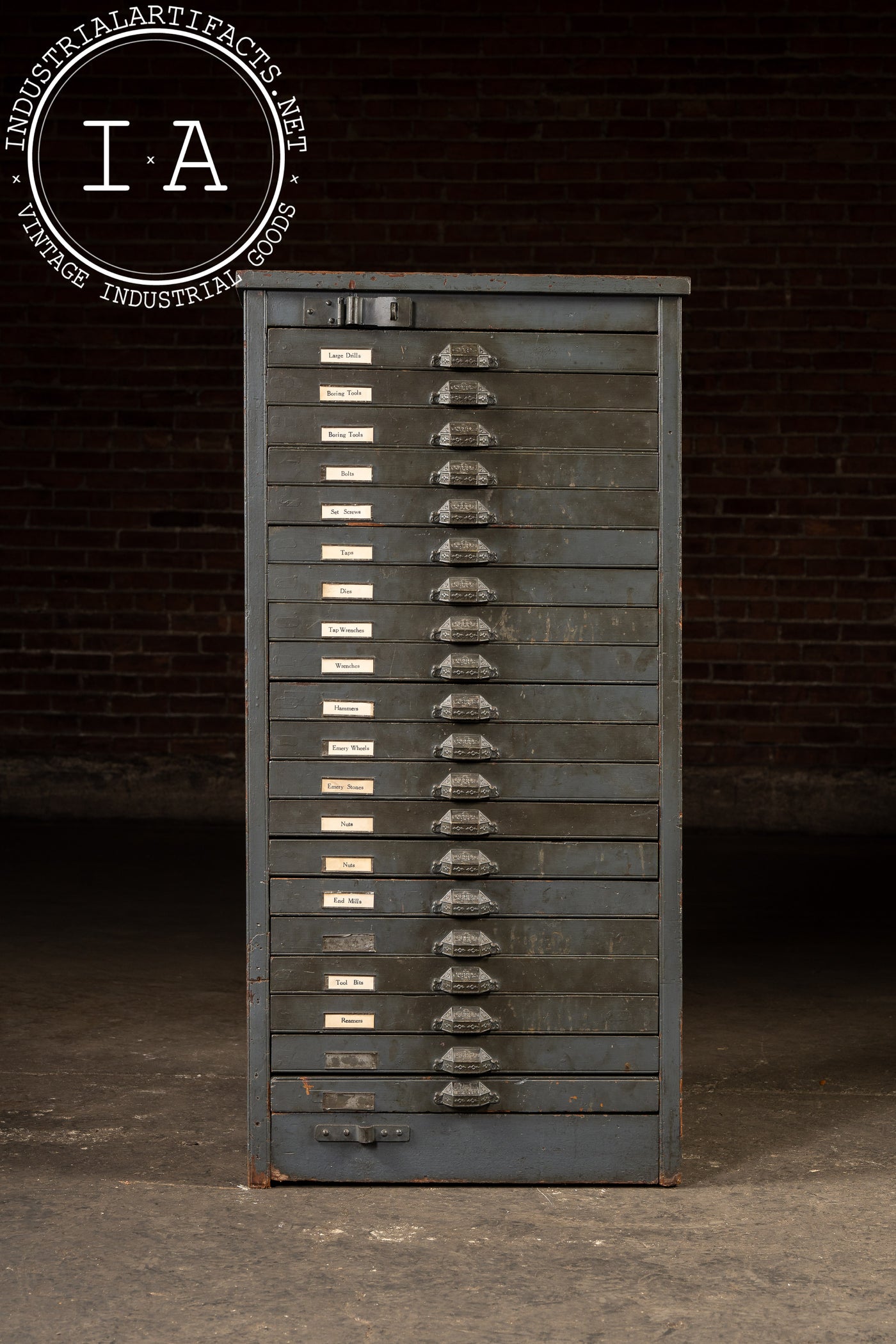 Early 20th Century Oak Typesetter's Cabinet in Gray