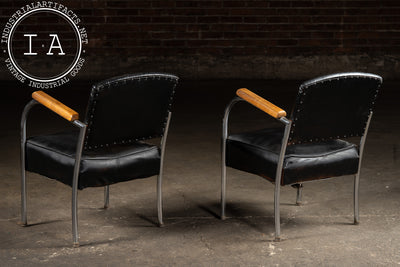 Pair Of Art Deco Barber Shop Armchairs in Black