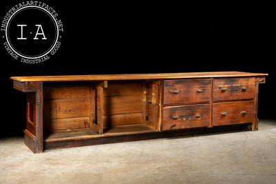 Antique 12-foot Wooden Store Counter