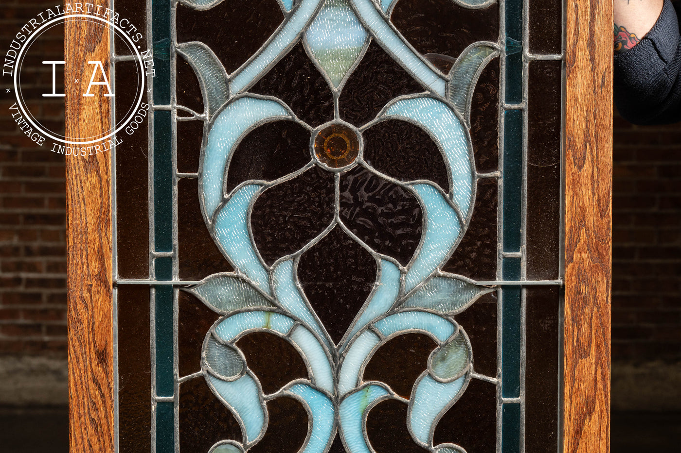 Late 19th Century Memorial Stained Glass Panel in Frame
