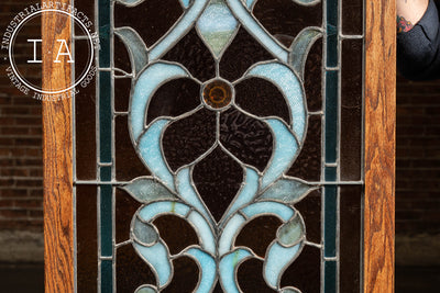 Late 19th Century Memorial Stained Glass Panel in Frame
