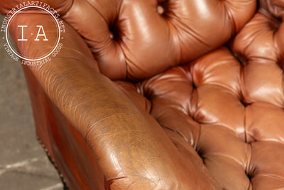 Tufted Chesterfield Sleepy Hollow Chair with Ottoman in Tan