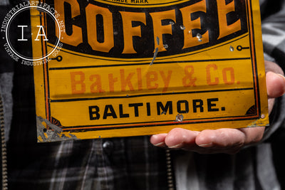 Late 19th Century Roasted Coffee Embossed Tin Litho Sign