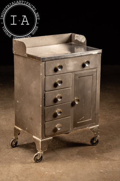 Vintage Industrial Steel Rolling Cabinet by Bel Geddes