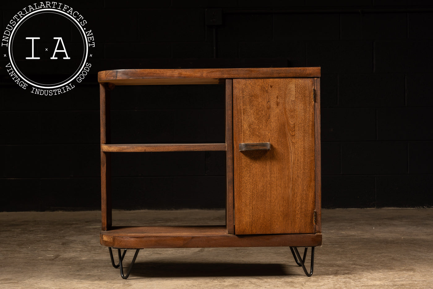 Mid Century Wooden Side Cabinet With Hairpin Legs