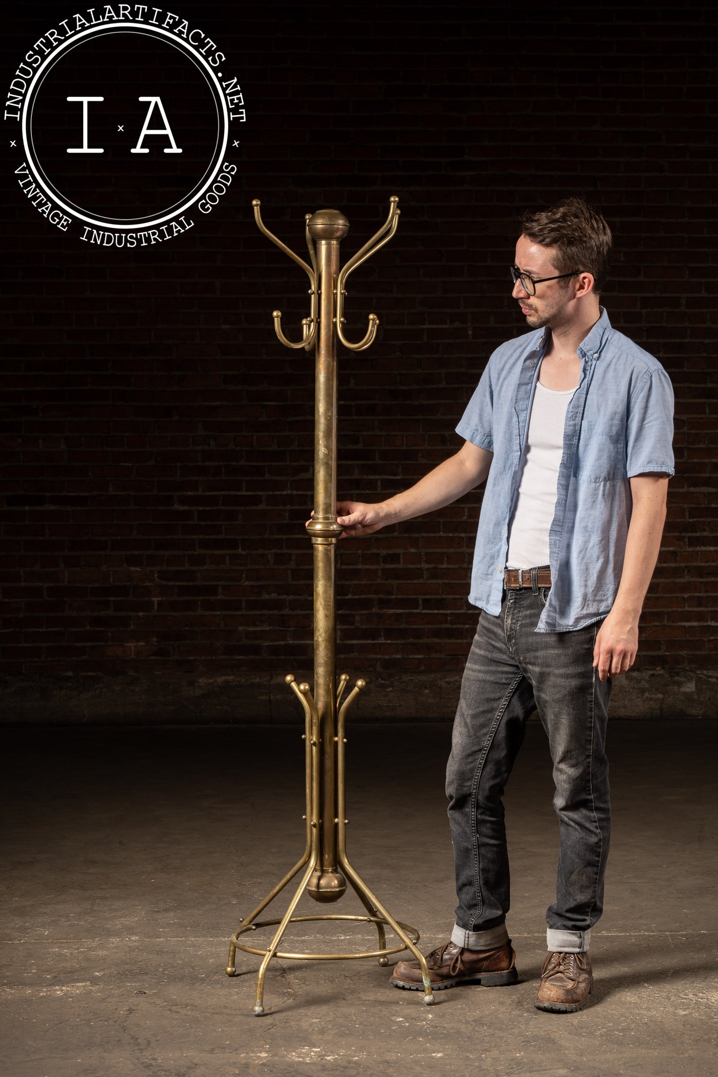 c. 1920 Brass Art Deco Coat Tree