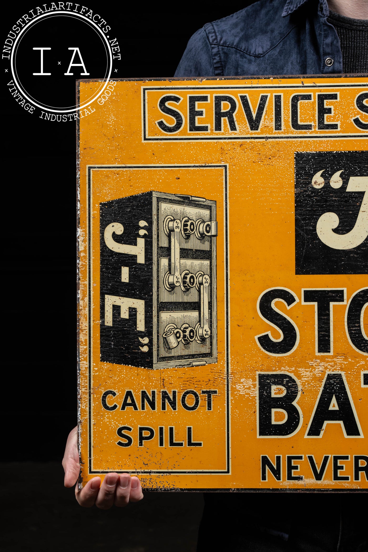 Early 20th Century "J-E" Storage Battery Flange Sign