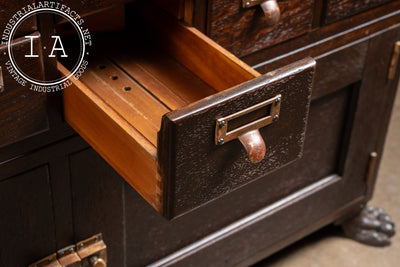 Early 20th Century Quarter-Sawn Oak Clawfoot 18-Drawer Card Catalog