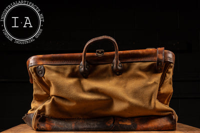 Antique Canvas and Leather Travel Bag