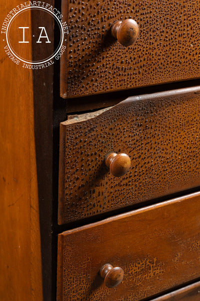Antique Oak and Plywood Crazed Parts Cabinet