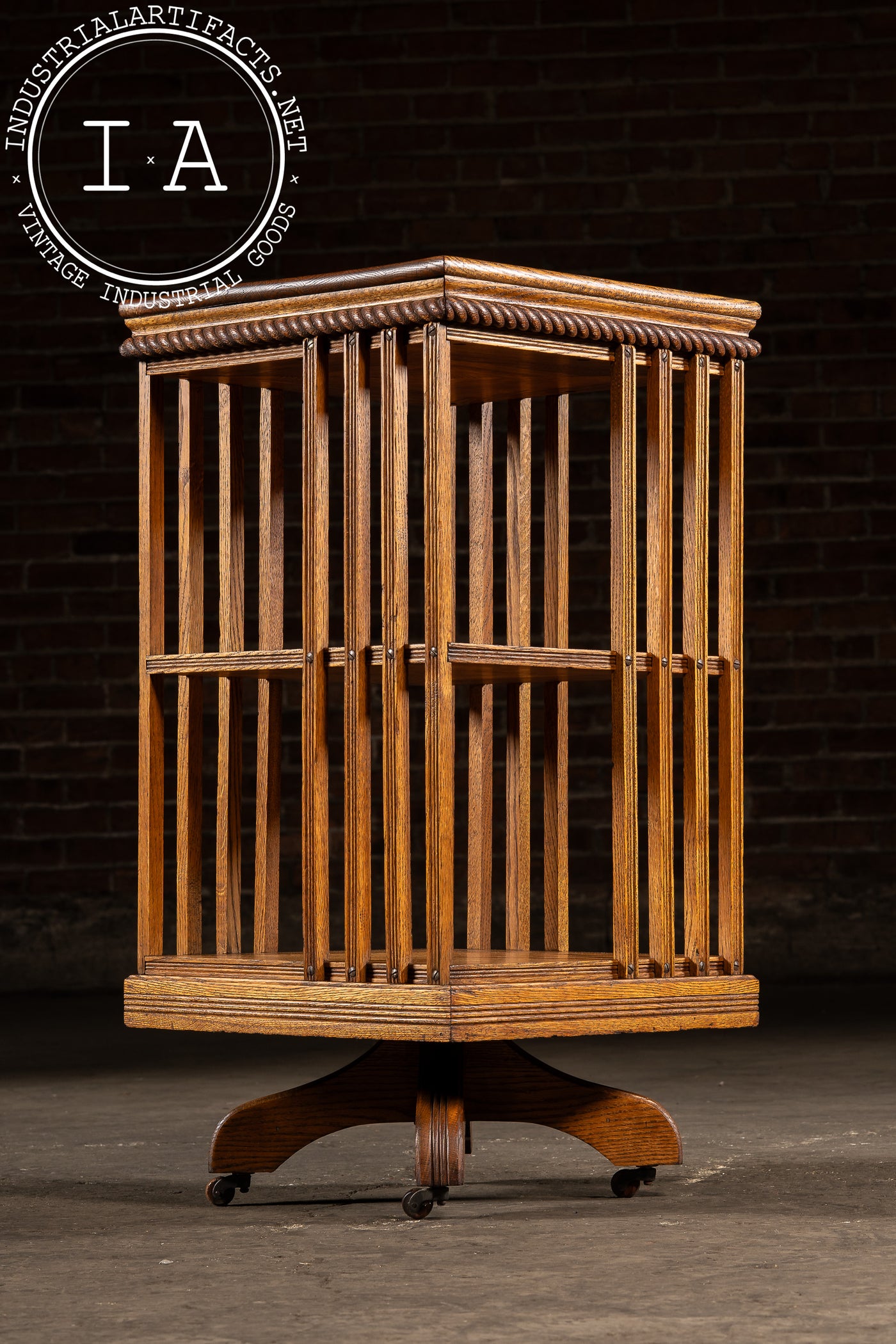 Vintage Oak Revolving Bookcase