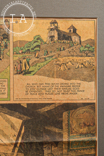 Vintage Framed Prince Valiant Comic Page by Hal Foster