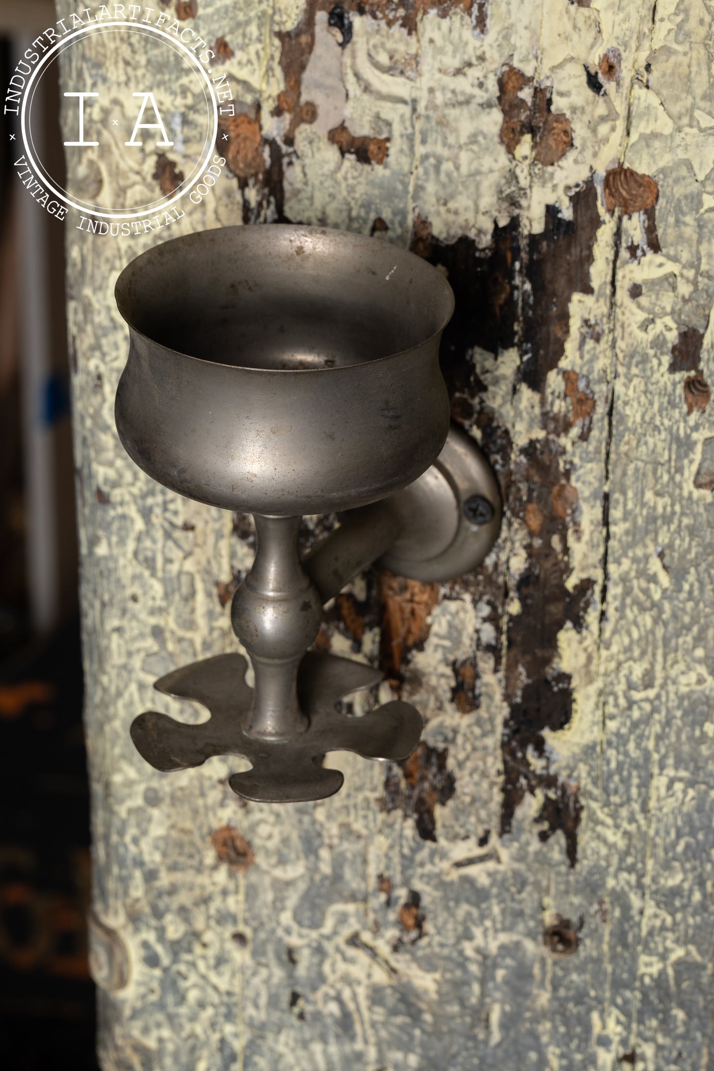 Antique Wall-Mounted Pewter Toothbrush Holder