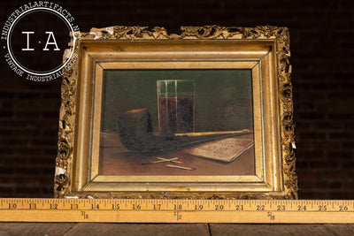 Pipe with Merlot | Framed Oil On Canvas, Signed and Dated