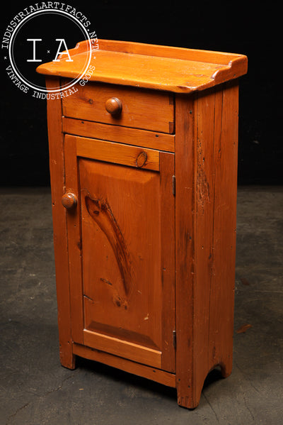 Antique Rustic Pine One-Door Cabinet