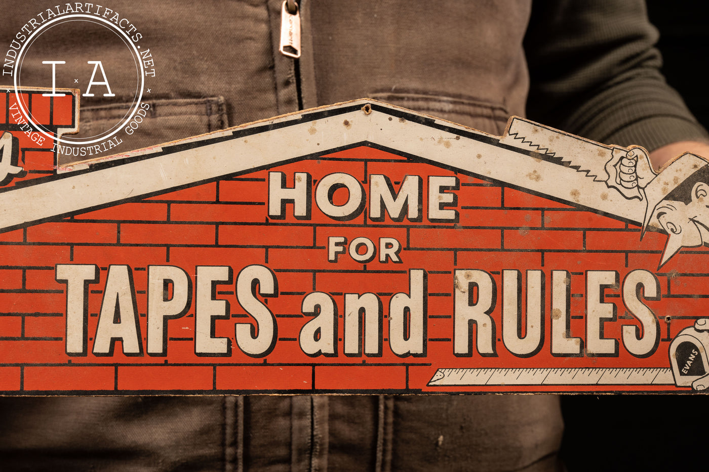 Evans Script Sign Vintage Evans “Home for Tapes and Rules” Masonite Hardware Store Sign ...
