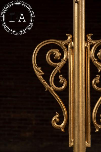 Vintage Gold-Painted Adjustable Floor Candelabra
