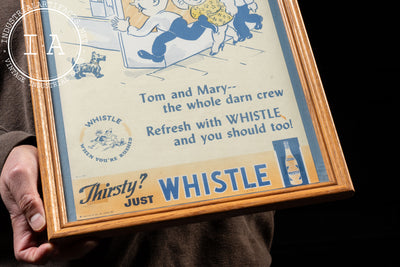 Vintage 1941 Whistle Soda Framed Cardstock Ad