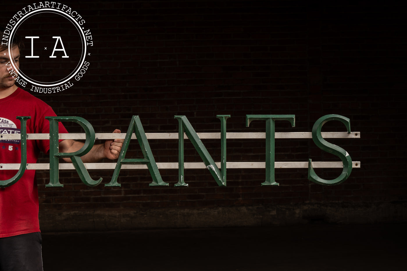 Vintage "Restaurants" Painted Aluminum Lettering Sign