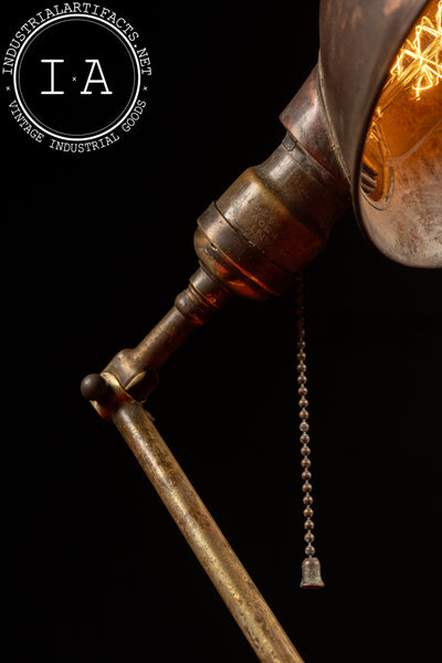 Early 20th Century Brass Articulating Desk Lamp with Dome Shade by Faries