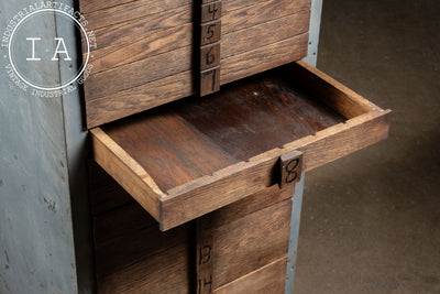 Vintage Fifteen-Drawer Metal Parts Cabinet