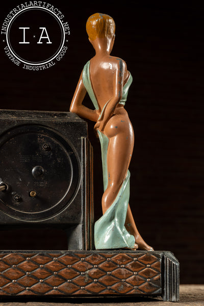 Art Deco Figural Electric Mantel Clock by Sessions