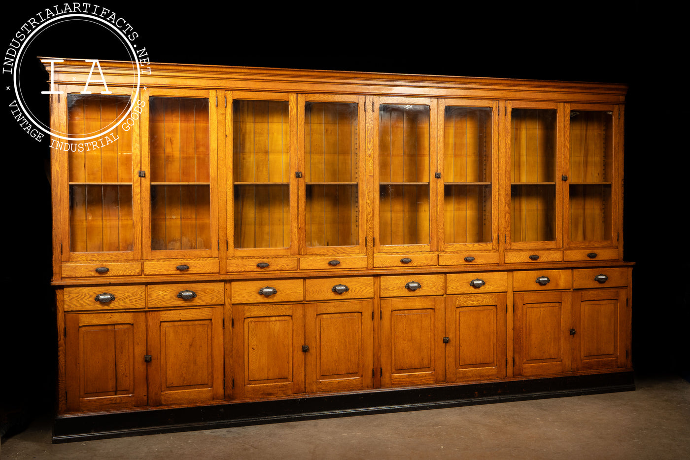 Massive Early 20th Century Apothecary Display Cabinet