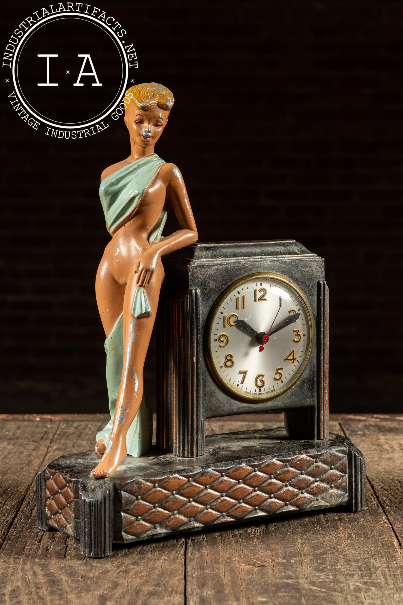 Art Deco Figural Electric Mantel Clock by Sessions