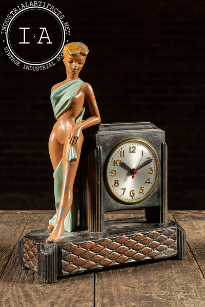 Art Deco Figural Electric Mantel Clock by Sessions