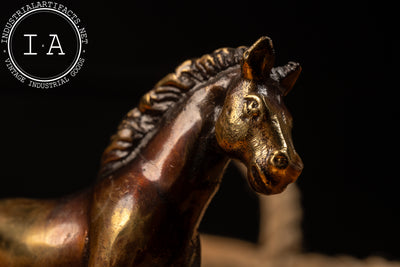 Antique Solid Brass Horse Ashtray