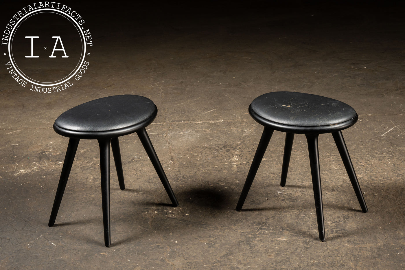 Pair of MCM Danish-Inspired Black Stools by Mater