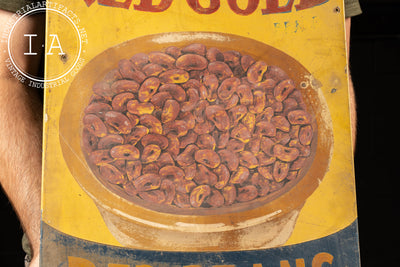 Heavy Painted Steel Red Gold Advertising Sign - Red Beans