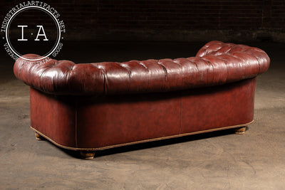 Tufted Leather Chesterfield Sofa in Burgundy