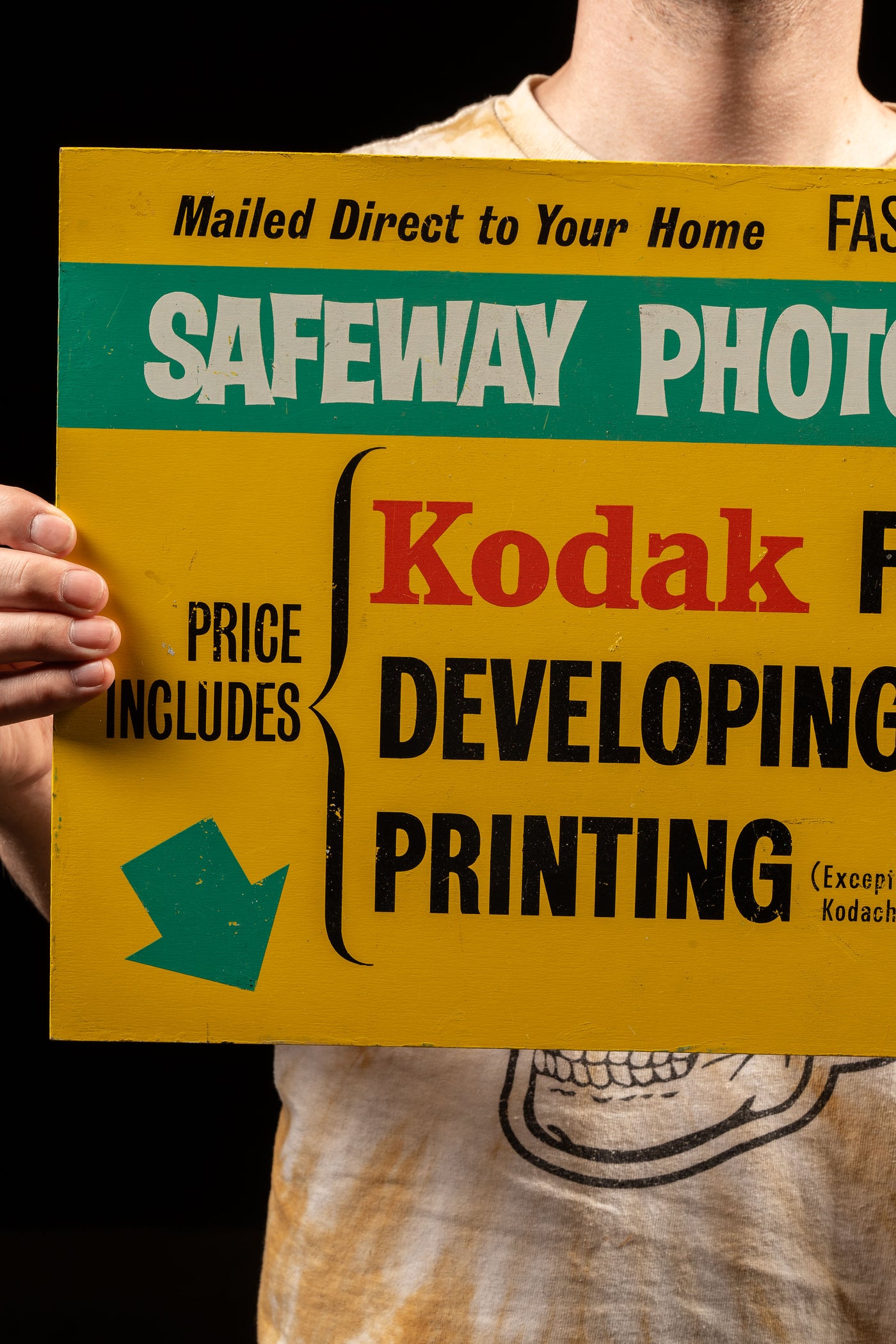 Vintage Double-Sided Safeway Kodak Film Developing Sign